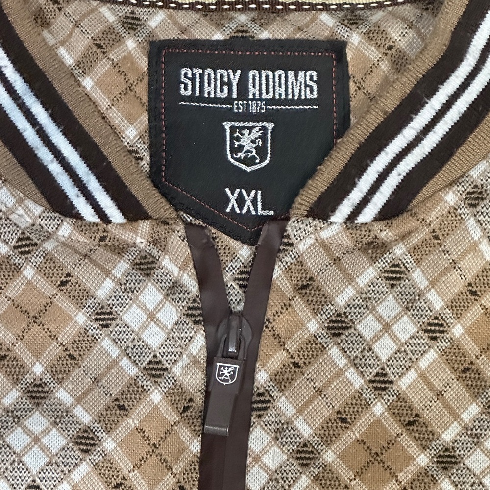 Stacy Adams Brown Plaid Bomber Jacket - Picture 6 of 6